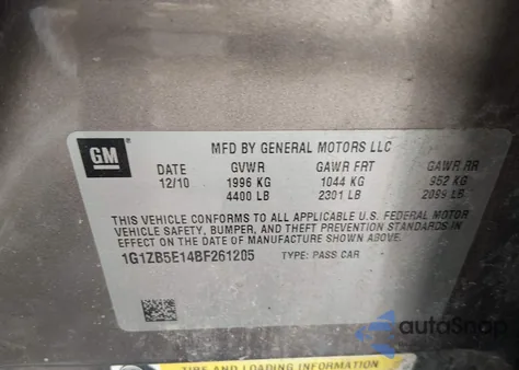 2011 Chevrolet Malibu Ls from USA, damaged, VIN 1G1ZB5E14BF261205